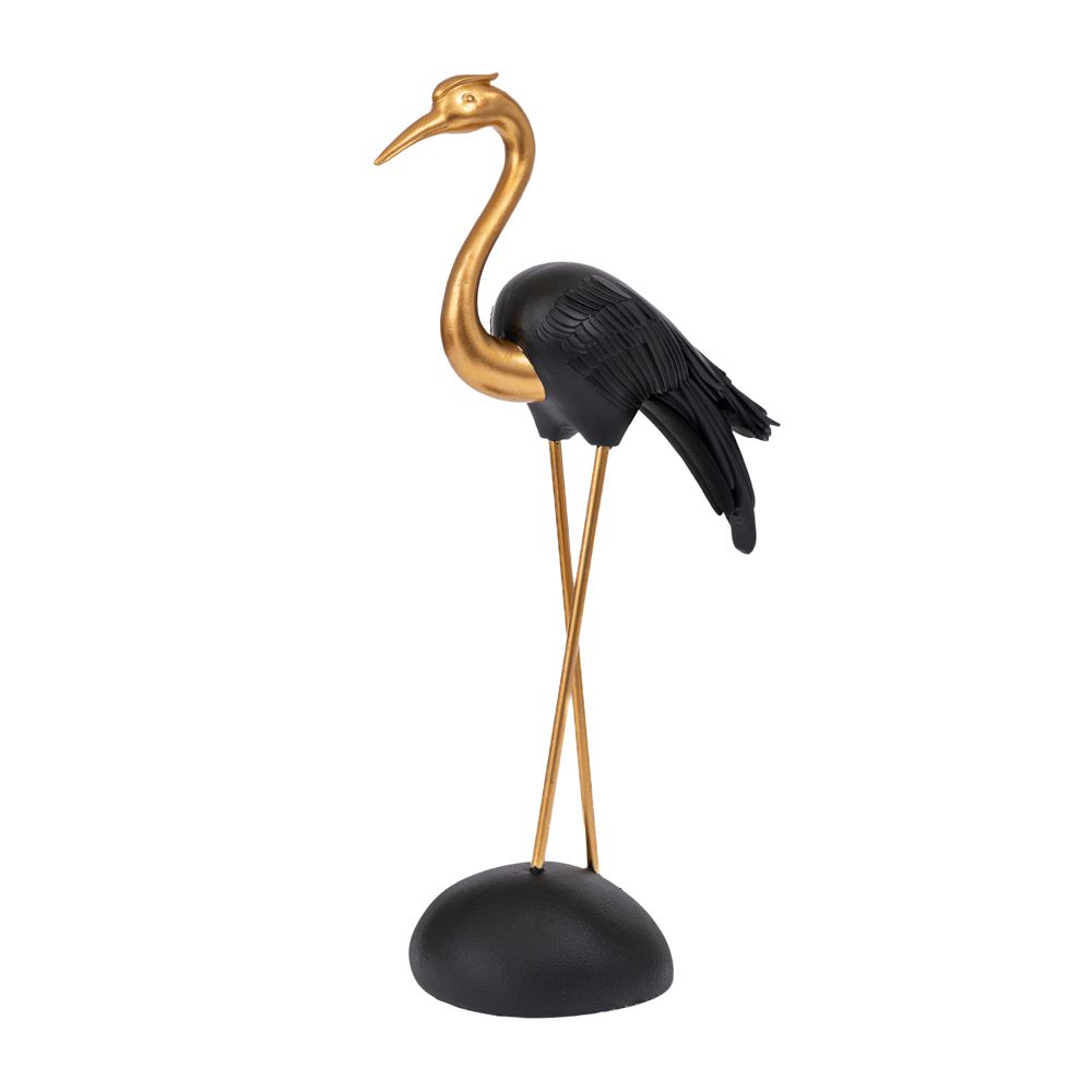 Διακοσμητικός Επιτραπέζιος Ερωδιός Polyresin Χρυσός-Μαύ