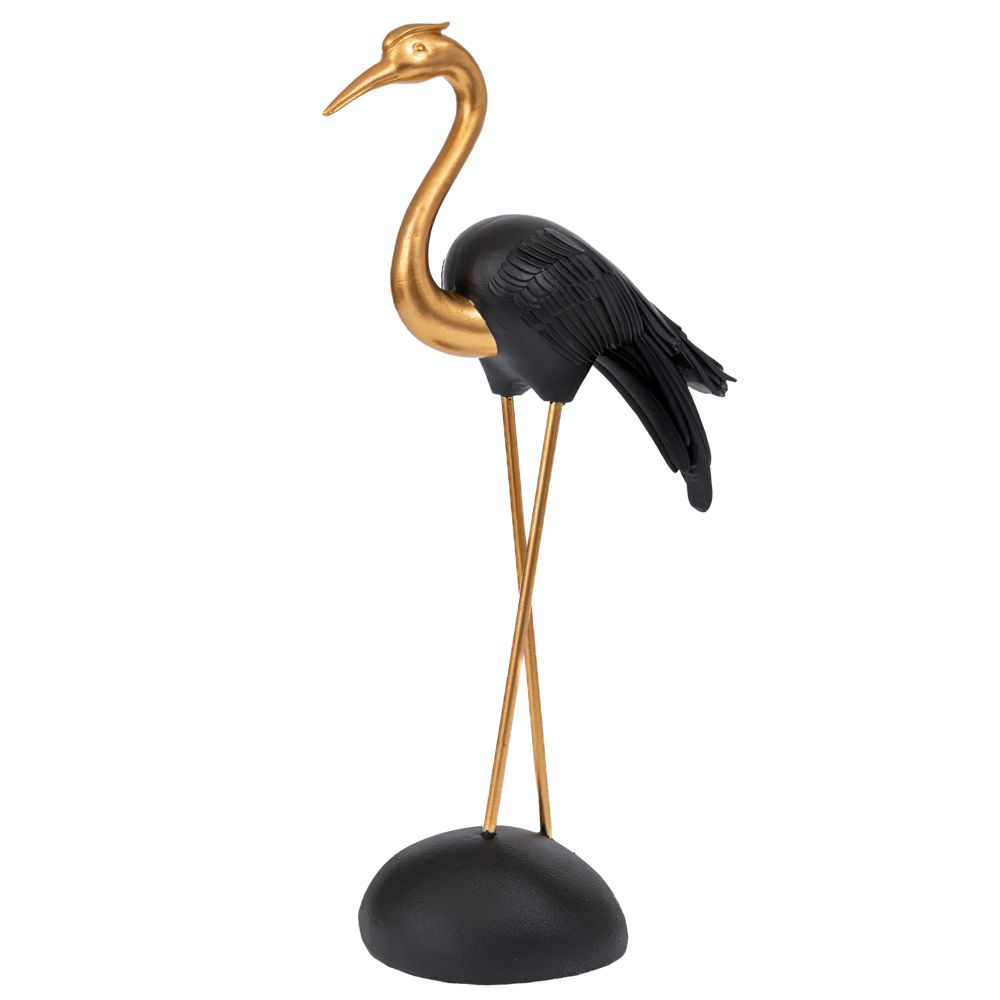 Διακοσμητικός Επιτραπέζιος Ερωδιός Polyresin Χρυσός-Μαύ