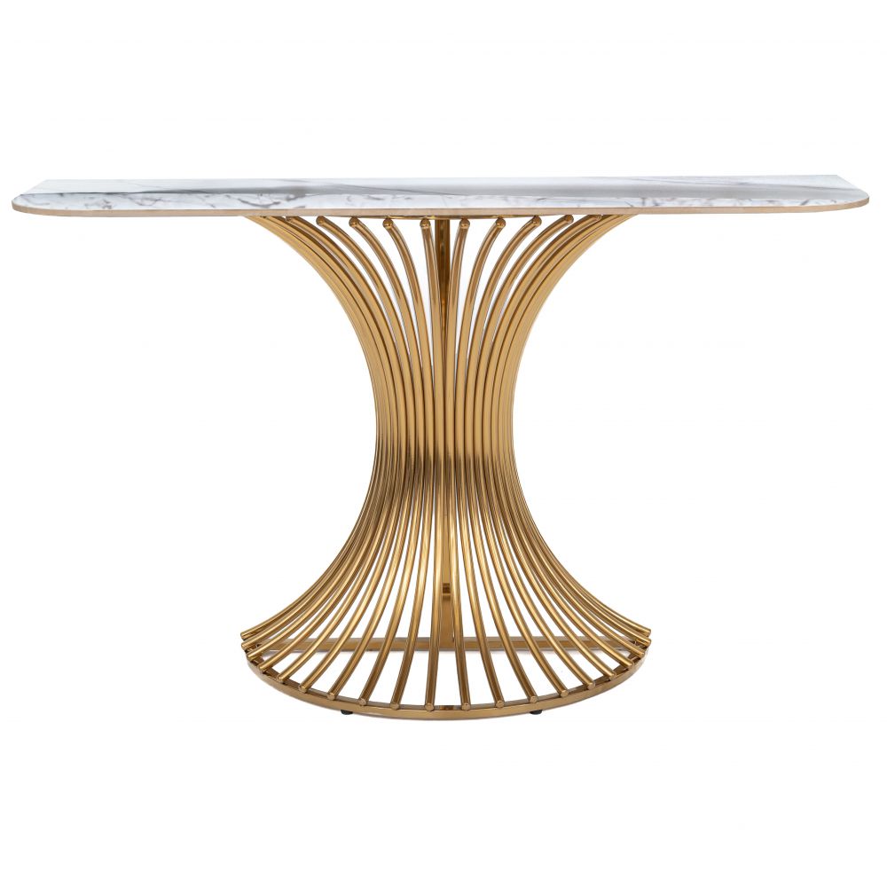 Κονσόλα Μεταλλική-Κεραμική Χρυσή-Marble 130x40x80εκ. iliadis 91681 (Υλικό: Μεταλλικό, Χρώμα: Λευκό) - Iliadis - il_91681