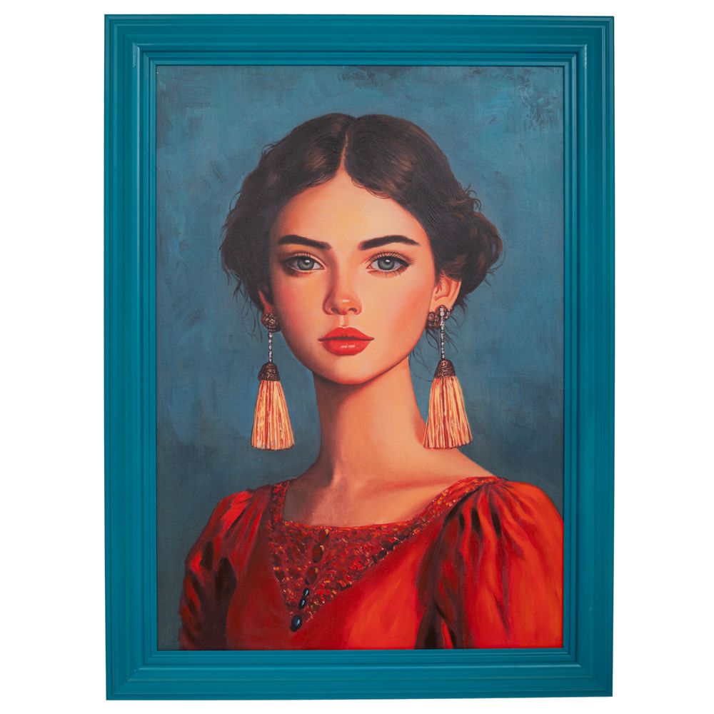 Πίνακας Χειροποίητος Με Γυναικεία Φιγούρα Σε Μπλε Κορνίζα 87x117εκ. iliadis 92506 (Ύφασμα: Καμβάς, Χρώμα: Μπλε) - Iliadis - il_92506