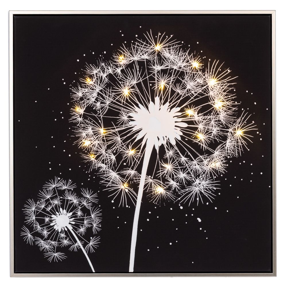 Πίνακας Καμβάς Πικραλίδα Με Φως Led Με Ασημί Κορνίζα 60x60εκ. iliadis 92722 (Ύφασμα: Καμβάς, Χρώμα: Ασημί ) - Iliadis - il_92722