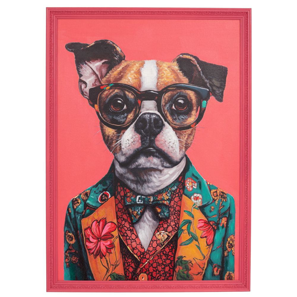 Πίνακας Χειροποίητος Σκύλος Σε Ροζ Κορνίζα 78x108εκ. iliadis 92508 (Χρώμα: Ροζ) - Iliadis - il_92508
