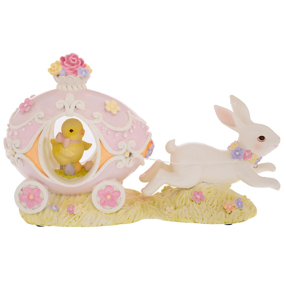 Διακοσμητικό Λαγουδάκι Με Άμαξα Αυγό & Κοτοπουλάκι Polyresin 31x12x18εκ. iliadis 92340 (Υλικό: Polyresin) - Iliadis - il_92340