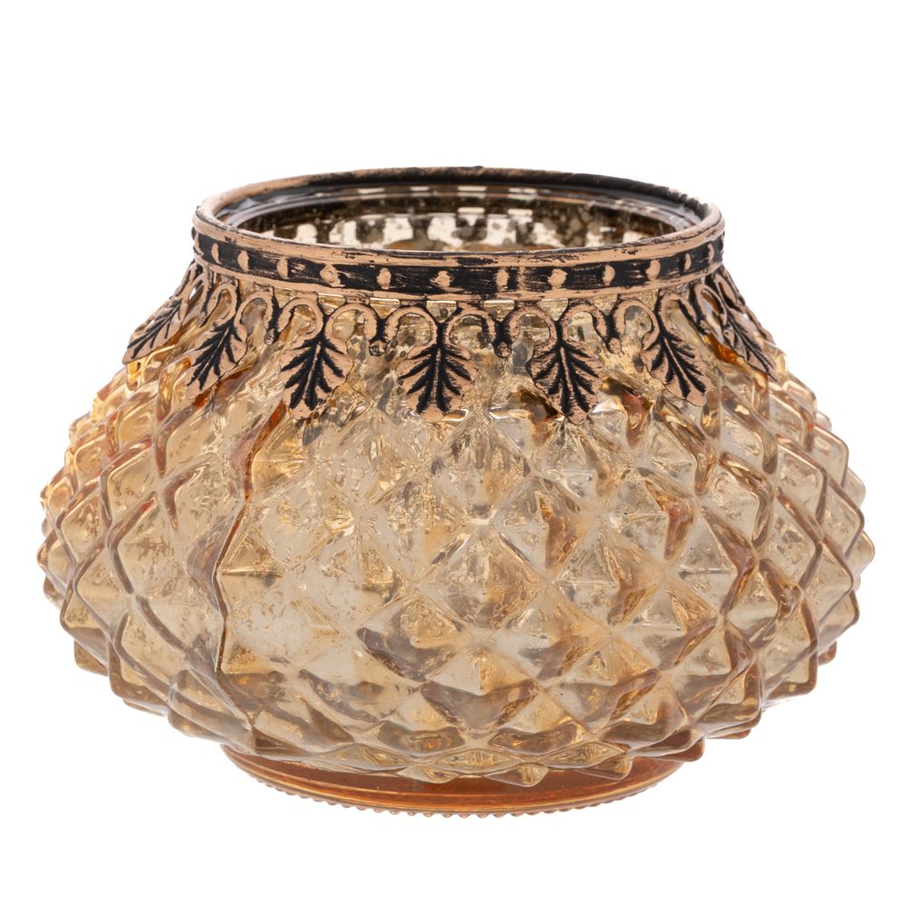 Κηροπήγιο Για Ρεσώ Γυάλινο-Μεταλλικό Χρυσό 11,5x8εκ. iliadis 92581 (Σετ 4 Τεμάχια) (Υλικό: Γυαλί, Χρώμα: Χρυσό ) - Iliadis - il_92581