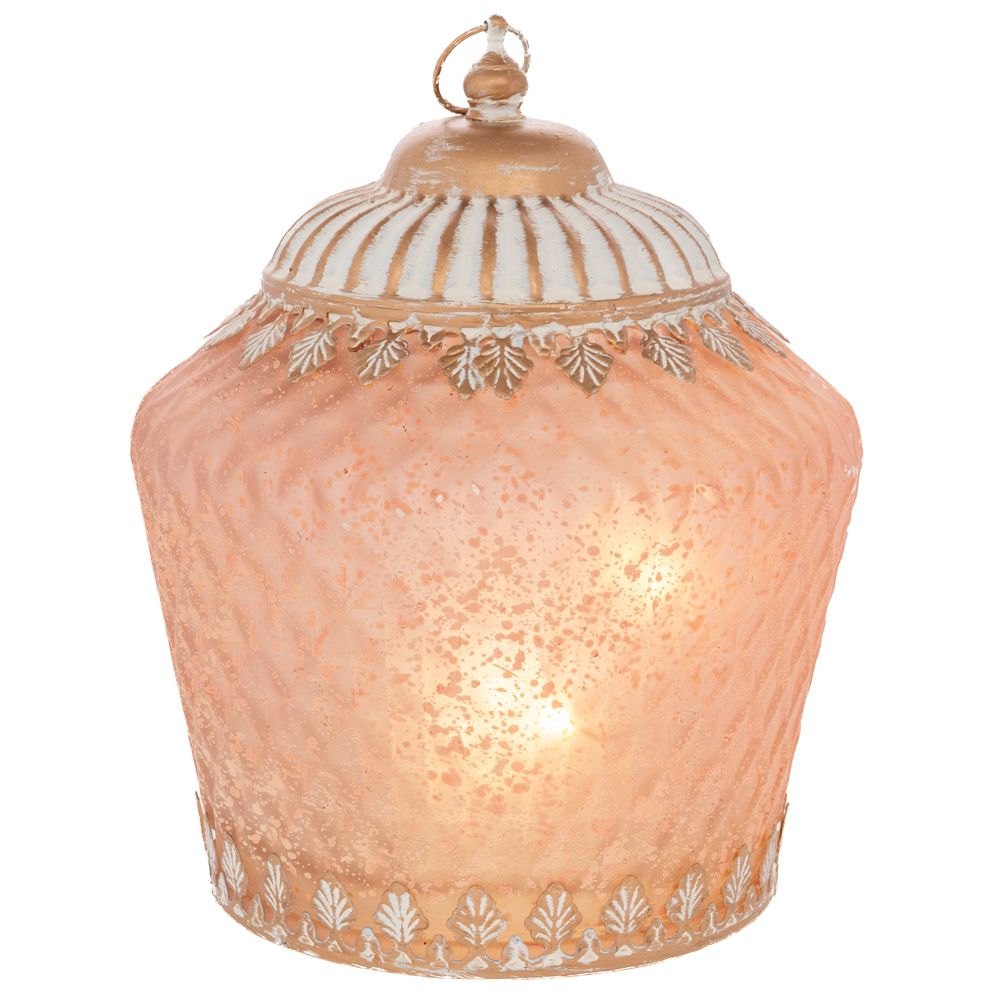 Φαναράκι Γυαλινό-Μεταλλικό Ροζ Με Led Φως 15x15x19εκ. iliadis 92585 (Υλικό: Μεταλλικό, Χρώμα: Ροζ) - Iliadis - il_92585