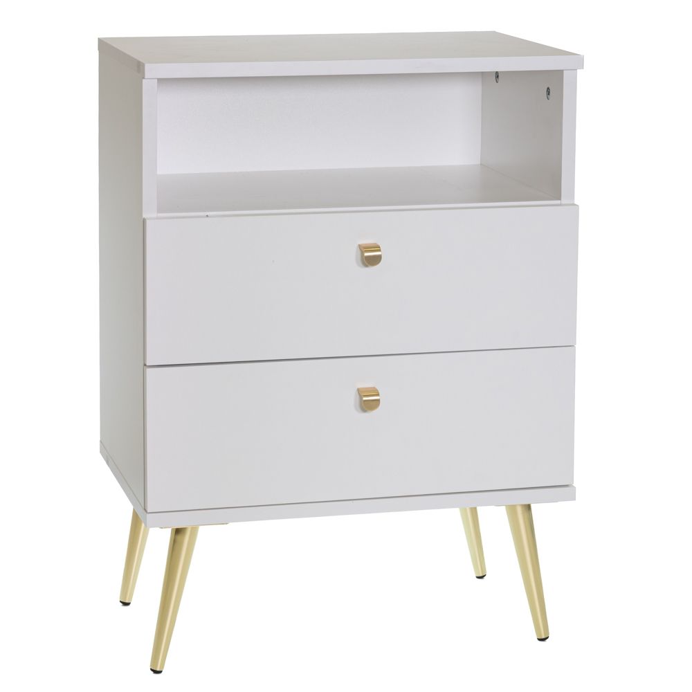 Κομοδίνο Ξύλινο Με Μεταλλικά Πόδια Λευκό-Χρυσό Stolik 50x34x69εκ. iliadis 93748 (Υλικό: Ξύλο, Χρώμα: Λευκό) - Iliadis - il_93748