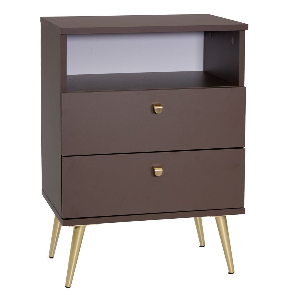 Κομοδίνο Ξύλινο Με Μεταλλικά Πόδια Καφέ-Χρυσό Stolik 50x34x69εκ. iliadis 93746 (Υλικό: Ξύλο, Χρώμα: Καφέ) - Iliadis - il_93746