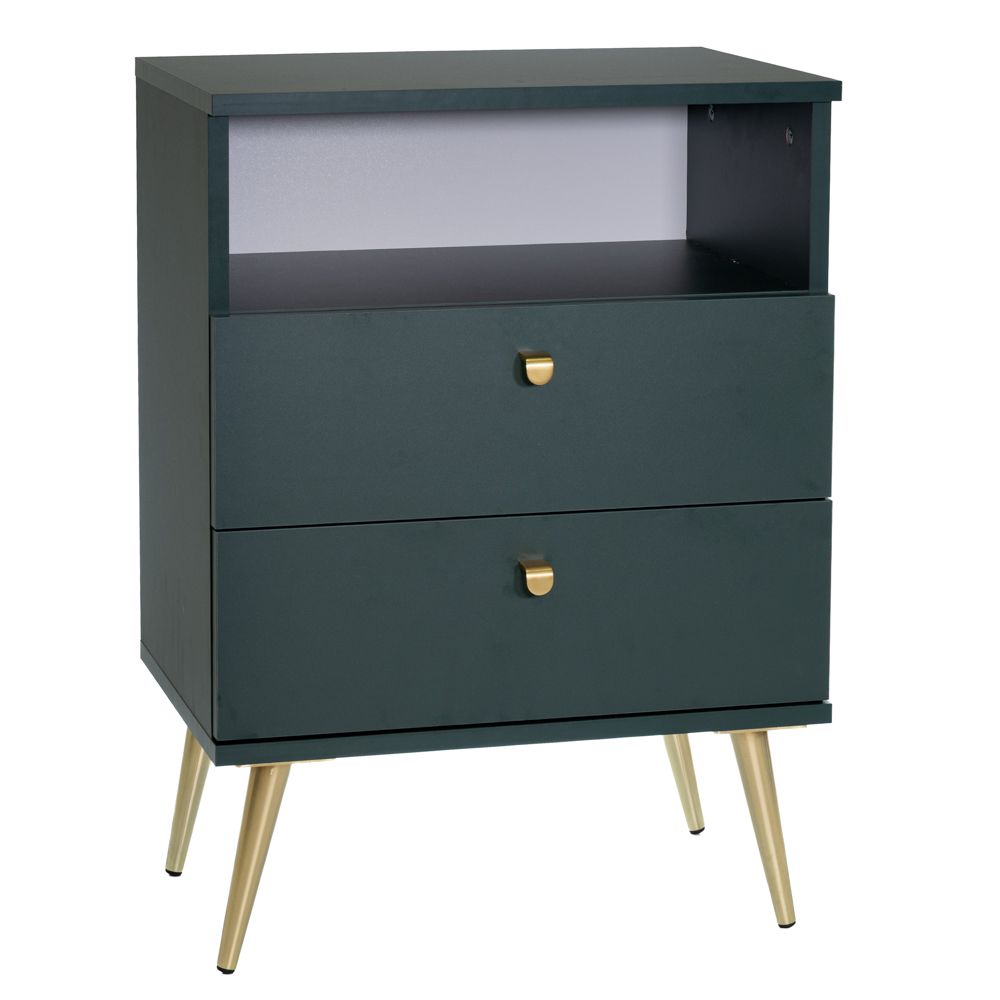 Κομοδίνο Ξύλινο Με Μεταλλικά Πόδια Πετρόλ-Χρυσό Stolik 50x34x69εκ. iliadis 93747 (Υλικό: Ξύλο, Χρώμα: Πετρόλ ) - Iliadis - il_93747