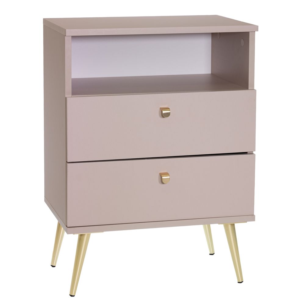 Κομοδίνο Ξύλινο Με Μεταλλικά Πόδια Μπεζ-Χρυσό Stolik 50x34x69εκ. iliadis 93750 (Υλικό: Ξύλο, Χρώμα: Μπεζ) - Iliadis - il_93750