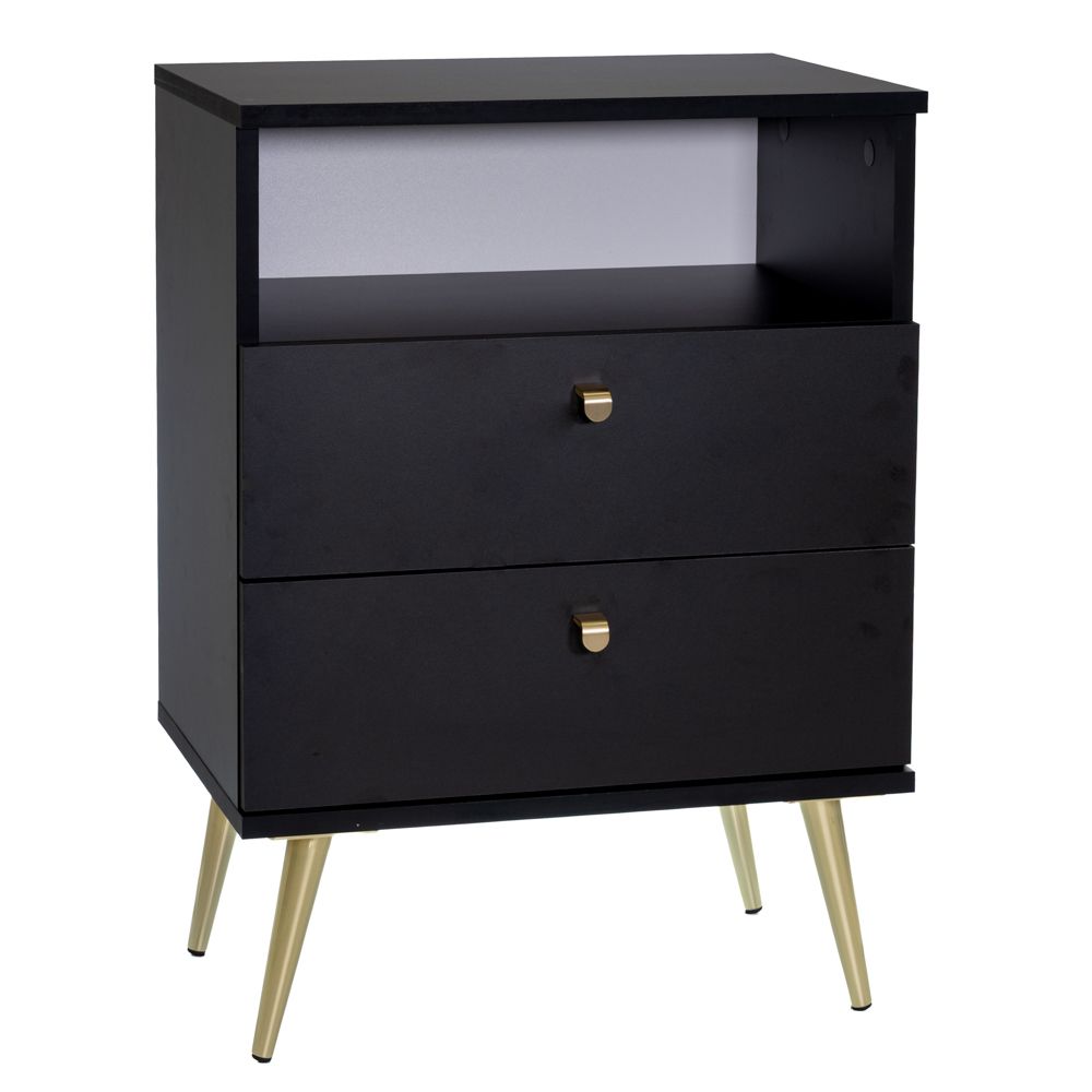 Κομοδίνο Ξύλινο Με Μεταλλικά Πόδια Μαύρο-Χρυσό Stolik 50x34x69εκ. iliadis 93749 (Υλικό: Ξύλο, Χρώμα: Μαύρο) - Iliadis - il_93749