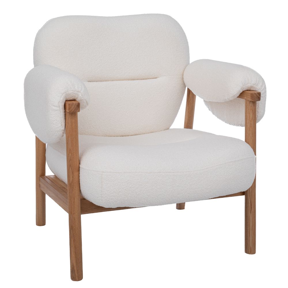 Πολυθρόνα Ξύλινη Καφέ Με Κρεμ Μπουκλέ Ύφασμα 83x80x84εκ. iliadis 92160 (Υλικό: Ξύλο, Χρώμα: Καφέ) - Iliadis - il_92160