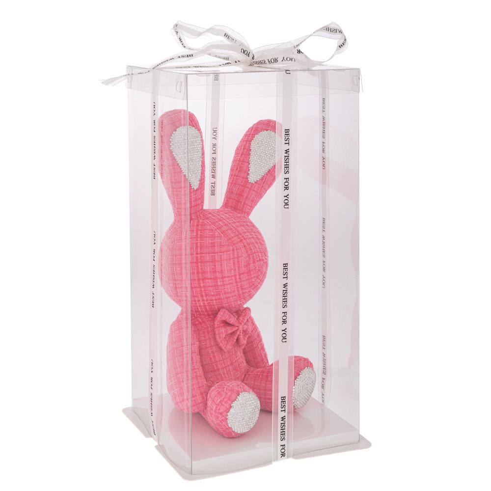 Λαγός Υφασμάτινος Ροζ Με Στρας 20x37εκ. Σε Συσκευασία Δώρου iliadis 92064 (Χρώμα: Ροζ) - Iliadis - il_92064