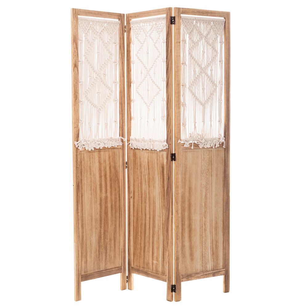 Παραβάν Ξύλινο 3 Φυλλο Καφέ Με Σχοινιά 120x170εκ. iliadis 90103 (Υλικό: Ξύλο, Χρώμα: Καφέ) - Iliadis - il_90103