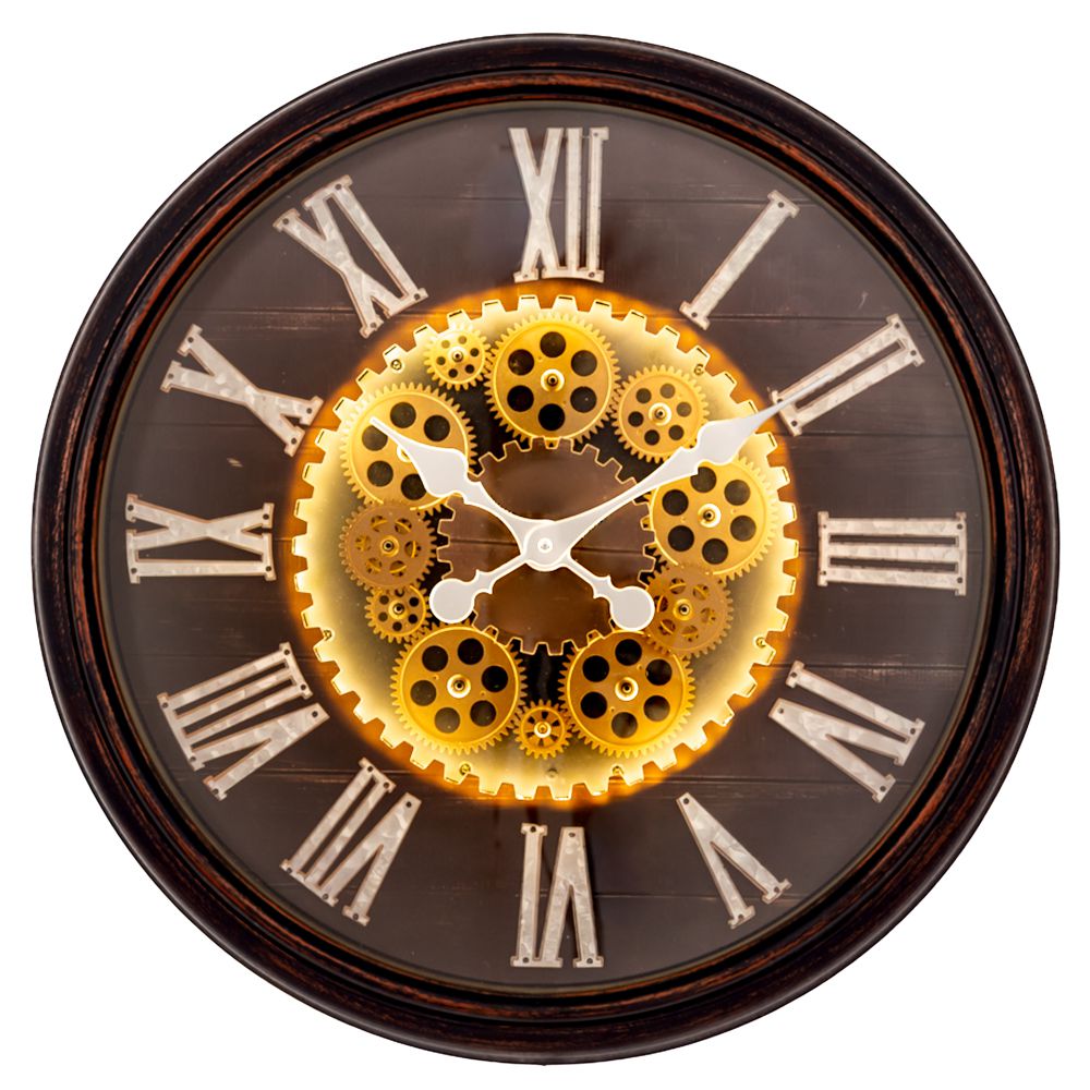 Ρολόι Τοίχου Με Φως Πλαστικό Καφέ Φ57εκ. iliadis 92647 (Υλικό: Πλαστικό, Χρώμα: Καφέ) - Iliadis - il_92647