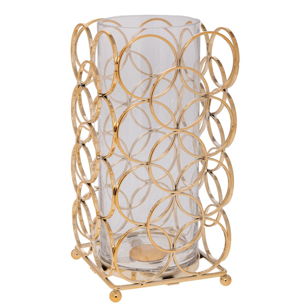 Κηροπήγιο Μεταλλικό Χρυσό Με Γυαλί 13x13x25εκ. iliadis 92035 (Υλικό: Μεταλλικό, Χρώμα: Χρυσό ) - Iliadis - il_92035