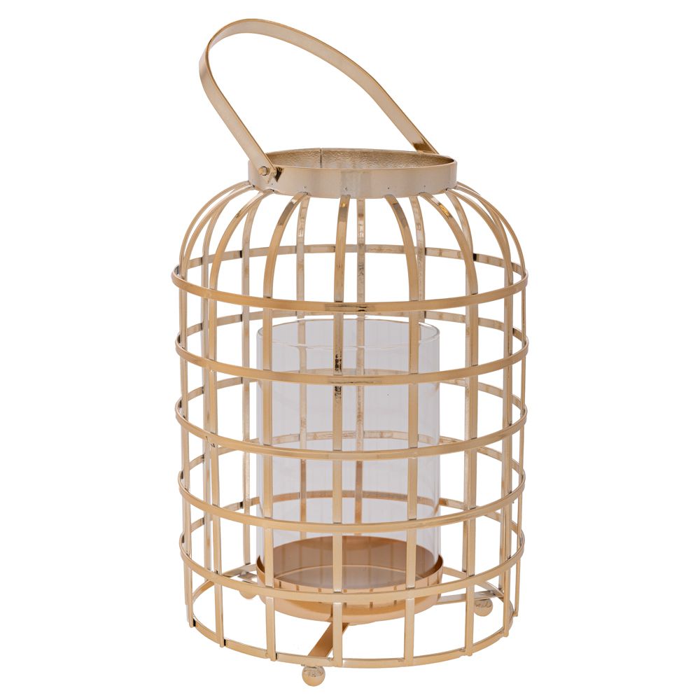 Φανάρι Μεταλλικό Χρυσό Με Γυαλί 19x27εκ. iliadis 92037 (Υλικό: Μεταλλικό, Χρώμα: Χρυσό ) - Iliadis - il_92037