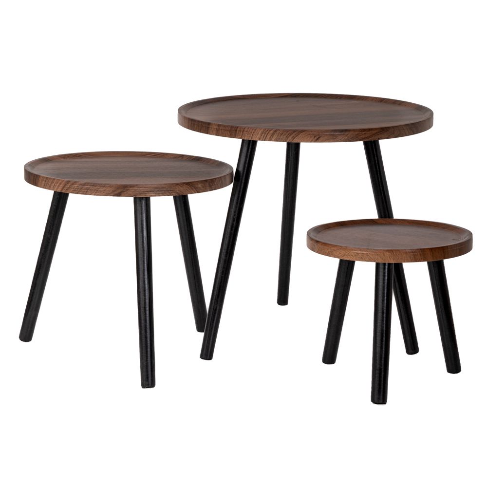 Σετ 3τμχ Τραπεζάκια Στρογγυλά Ξύλινα Καφέ Φ50x53εκ.-Φ40x43εκ.-Φ30x33εκ. iliadis 91722 (Υλικό: Mdf, Χρώμα: Καφέ) - Iliadis - il_91722