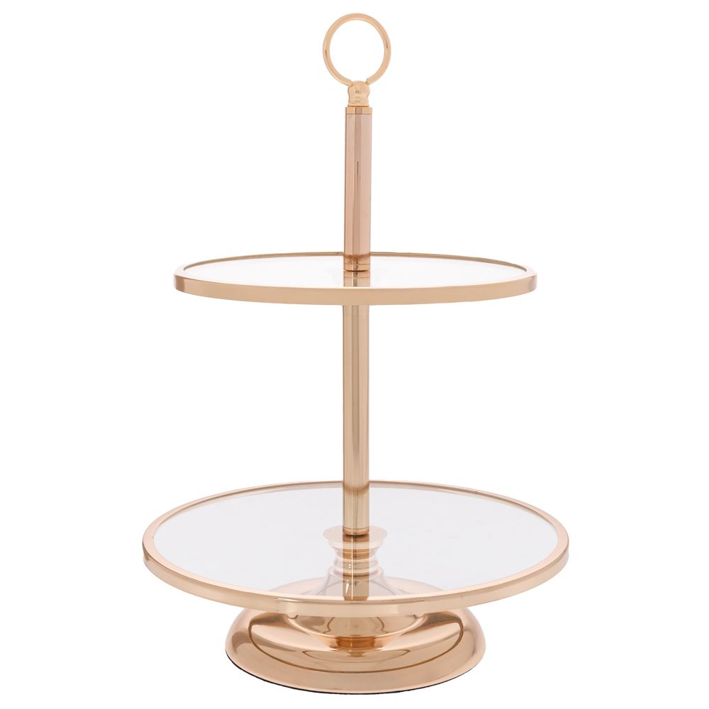 Ορντερβιέρα 2 Όροφη Γυάλινη-Μεταλλική Χρυσή 30x30x44εκ. iliadis 92616 (Υλικό: Μεταλλικό, Χρώμα: Χρυσό ) - Iliadis - il_92616