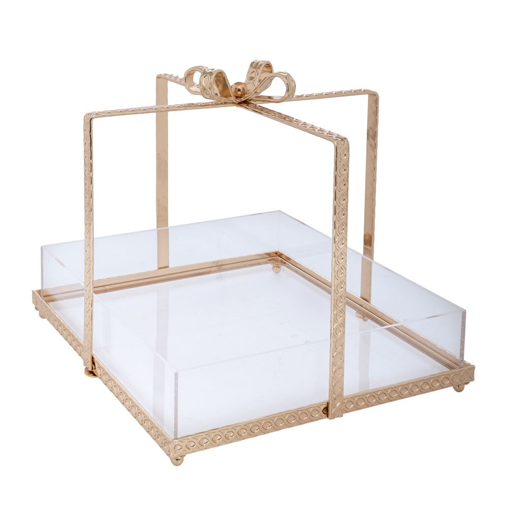 Δίσκος Σε Σχήμα Δώρου Μεταλλικός-Plexiglass Χρυσό 17x17x17εκ. iliadis 92625 (Υλικό: Μεταλλικό, Χρώμα: Χρυσό ) - Iliadis - il_92625