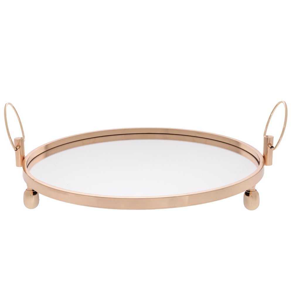 Δίσκος Μεταλλικός-Γυάλινος 54x50x14εκ. iliadis 92638 (Υλικό: Μεταλλικό, Χρώμα: Χρυσό ) - Iliadis - il_92638