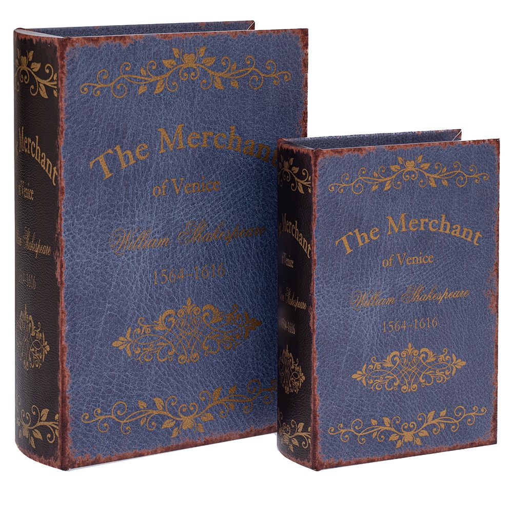 Κουτί-Βιβλίο Σετ 2τμχ Ξύλινο Μπλε-Καφέ The Merchant 19x7x27εκ.-14x6x20εκ. iliadis 92943 (Υλικό: Ξύλο, Χρώμα: Μπλε) - Iliadis - il_92943
