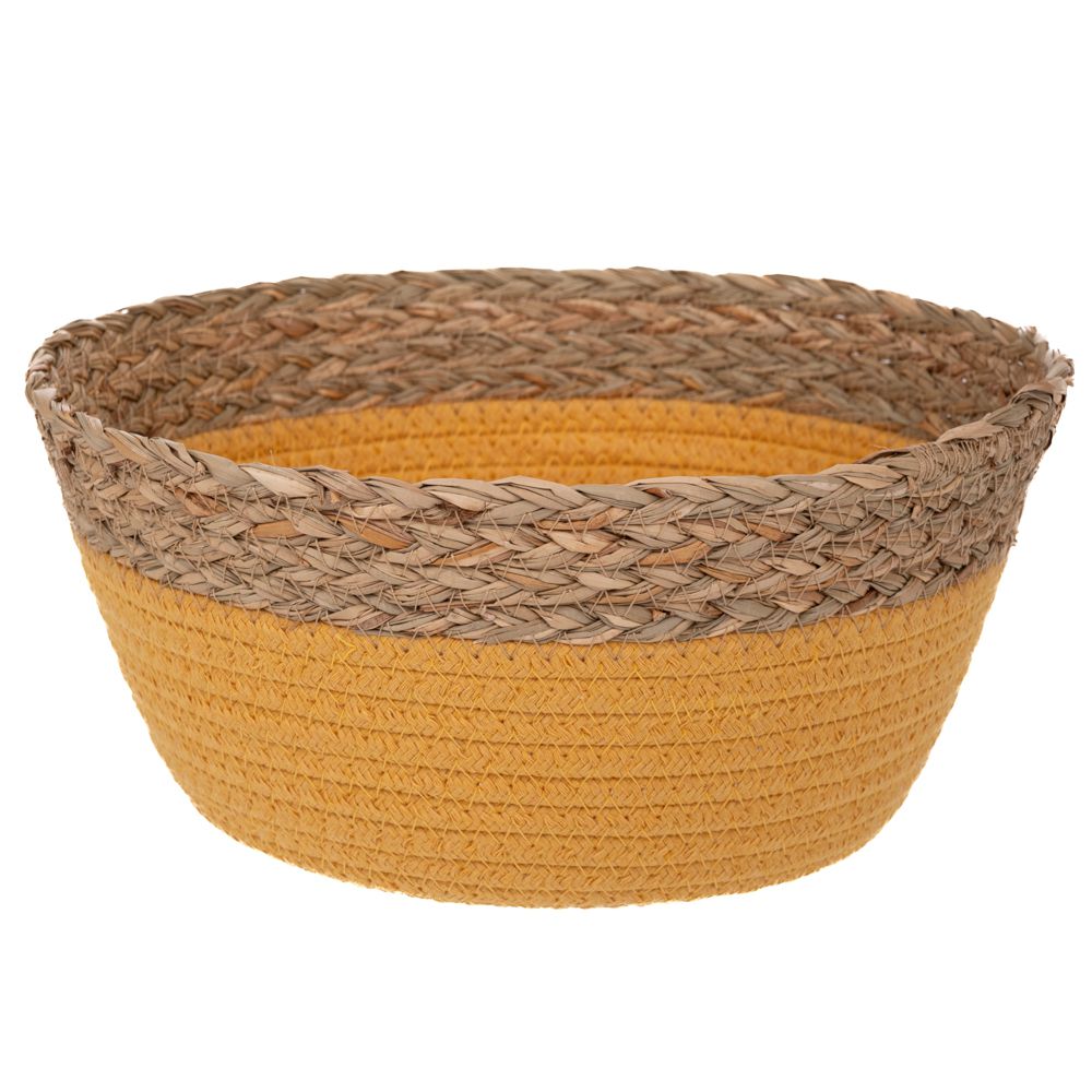 Καλάθι από Σχοινί Και Ψάθα Κίτρινο-Μπεζ iliadis 24x12εκ. 93044 (Σετ 2 Τεμάχια) (Υλικό: Ψάθινο, Χρώμα: Κίτρινο ) - Iliadis - il_93044