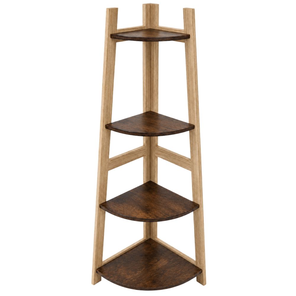 Ραφιέρα Γωνιακή Ξύλινη Mdf Με 4 Ράφια 37x37x118εκ. Μπεζ-Καφέ iliadis 94919 (Υλικό: Mdf, Χρώμα: Καφέ) - Iliadis - il_94919