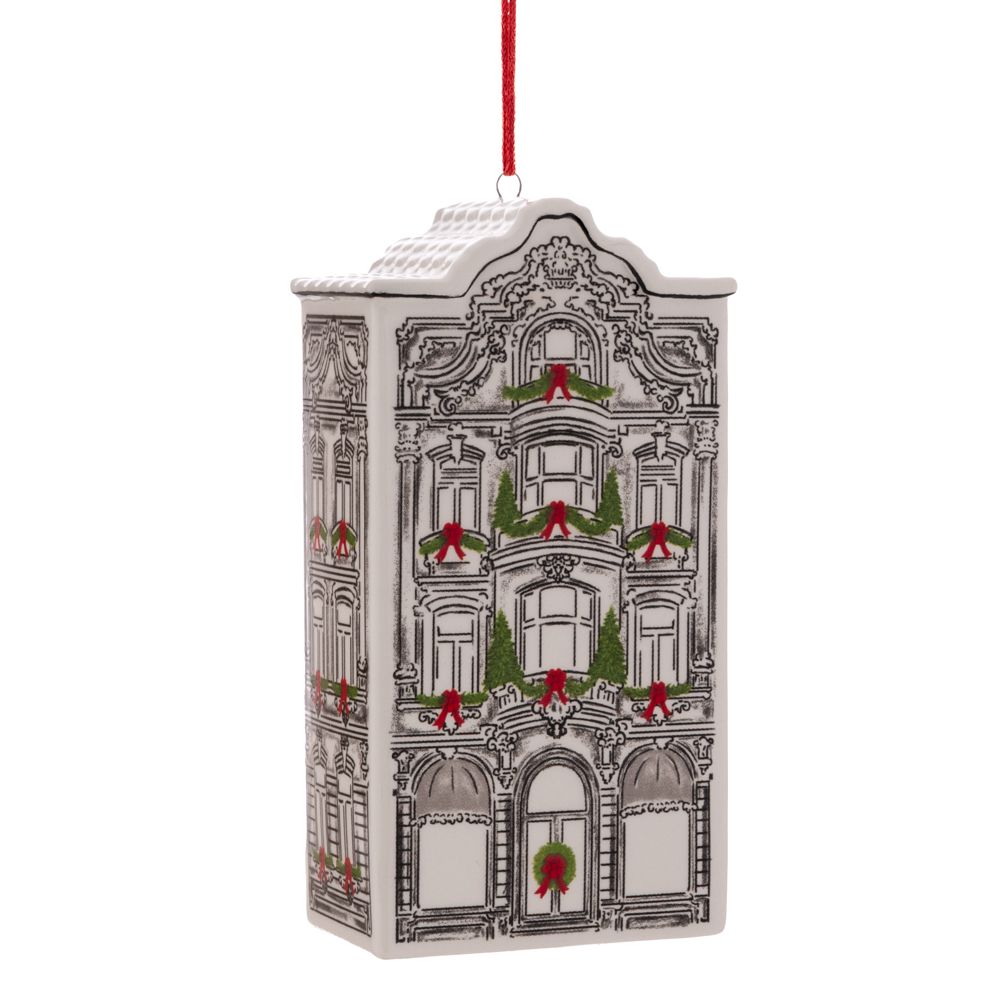 Χριστουγεννιάτικο Στολίδι Σπιτάκι Κεραμικό 7x4,5x13,5εκ. iliadis 94356 (Σετ 4 Τεμάχια) (Υλικό: Κεραμικό, Χρώμα: Λευκό) - Iliadis - il_94356