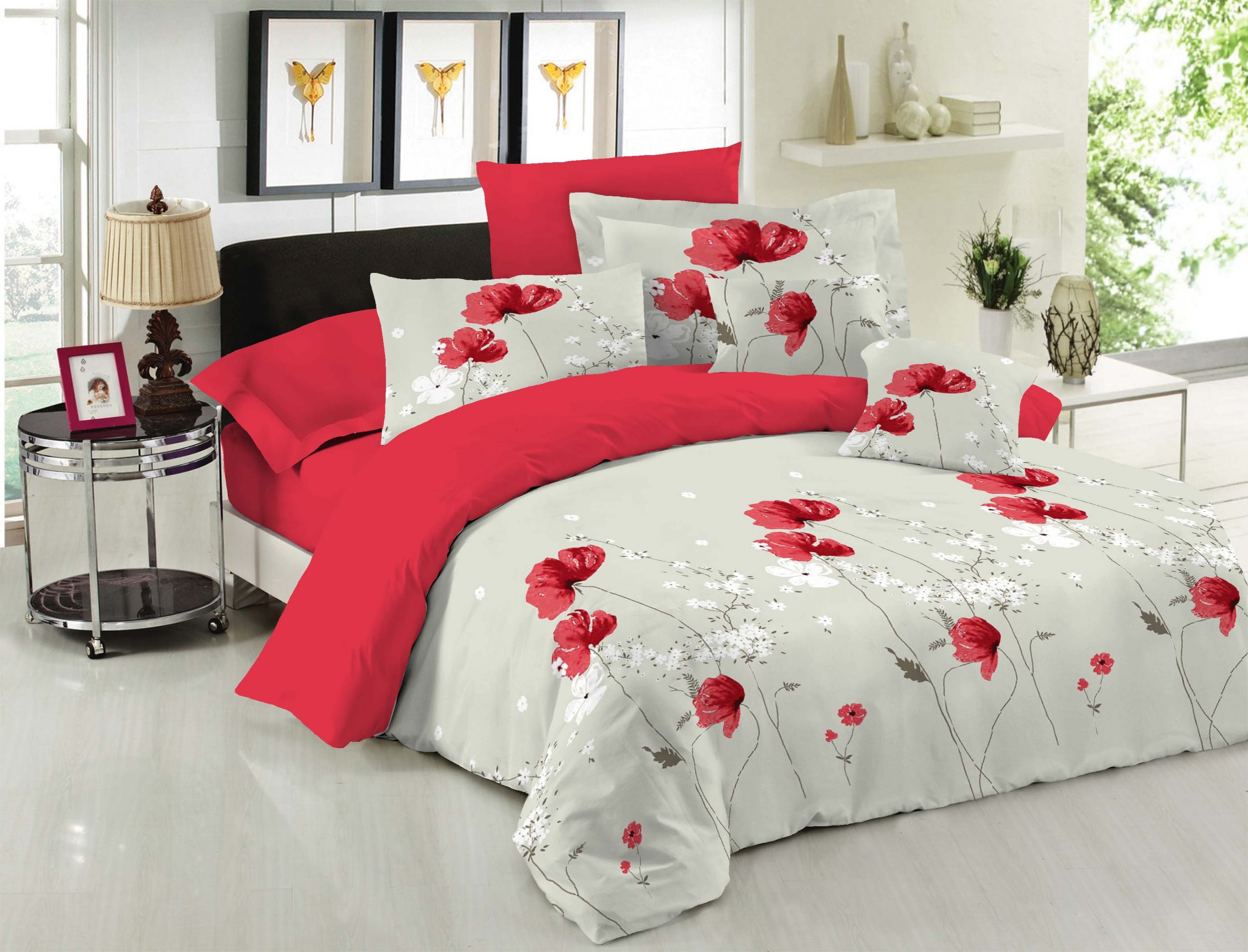 Le Blanc Σετ Πάπλωμα Βαμβακερό Μονό 160x240εκ. Le Blanc Anemone Red 7010374-19 (Ύφασμα: Βαμβάκι 100%, Μέγεθος: Μονά) - Le Blanc - 7010374-19