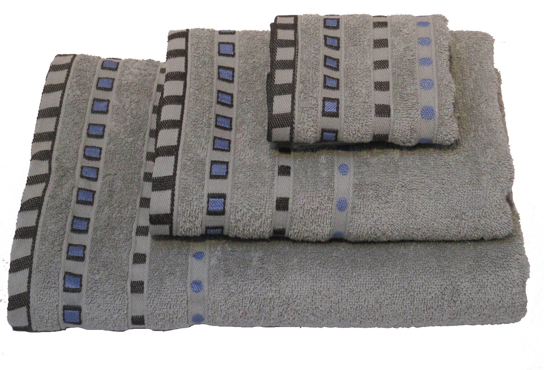 Σετ Πετσέτες 3τμχ Βαμβακερές Ζακάρ Grey Komvos Home 7000014-5 (Ύφασμα: Βαμβάκι 100%, Χρώμα: Γκρι, Μέγεθος: Σετ) - KOMVOS HOME - 7000014-5