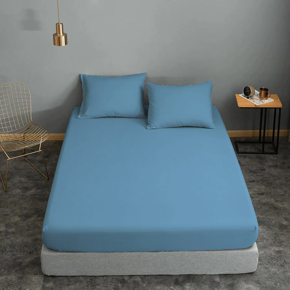 Σεντόνι Μεμονωμένο Polycotton Μονό Με Λάστιχο 100x200+22εκ. Sky Blue Komvos Home 7002171-46F (Τύπος κατωσέντονου: Με Λάστιχο, Ύφασμα: 50%Cotton-50%Polyester, Χρώμα: Γαλάζιο , Μέγεθος: Μονά) - KOMVOS HOME - 7002171-46F
