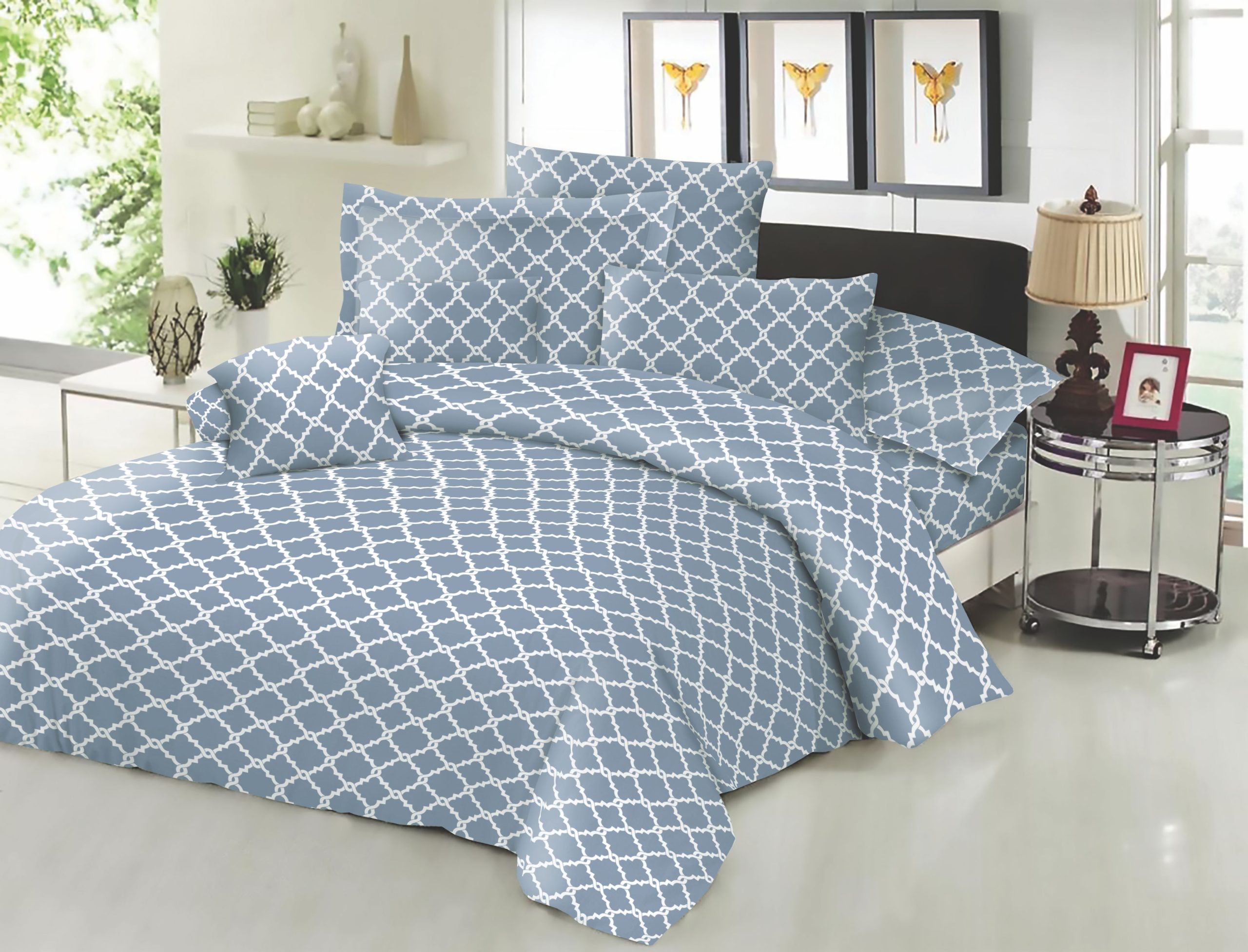 Σετ Σεντόνια Polycotton Υπέρδιπλα 220x240εκ. Εμπριμέ Montana Sky Grey Komvos Home 7045413-72 (Τύπος κατωσέντονου: Χωρίς Λάστιχο, Ύφασμα: 50%Cotton-50%Polyester, Χρώμα: Γκρι, Μέγεθος: Υπέρδιπλα) - KOMVOS HOME - 7045413-72