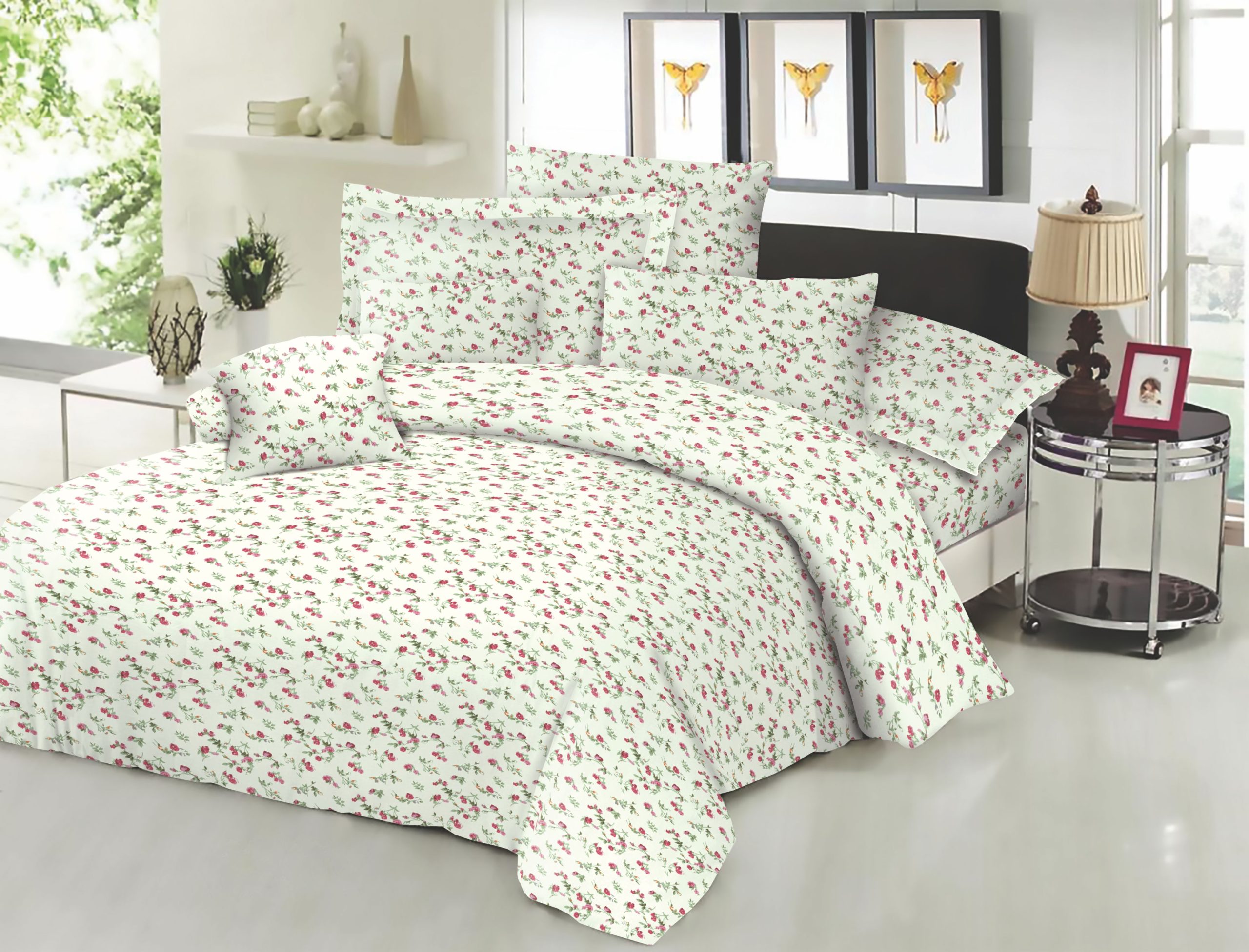Σετ Σεντόνια Polycotton Υπέρδιπλα Με Λάστιχο 170x200+22εκ. Εμπριμέ Little Rose Cream Komvos Home 7045413-69F (Τύπος κατωσέντονου: Με Λάστιχο, Ύφασμα: 50%Cotton-50%Polyester, Χρώμα: Κρεμ, Μέγεθος: Υπέρδιπλα) - KOMVOS HOME - 7045413-69F