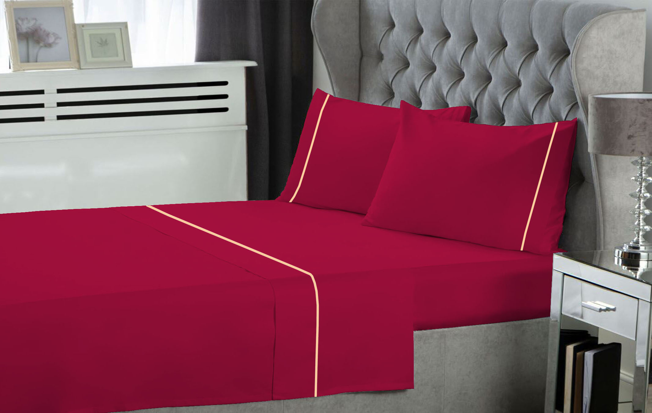 Σετ Σεντόνια Polycotton Υπέρδιπλα 240x270εκ. Cherry Le Blanc 7005950-17 (Τύπος κατωσέντονου: Χωρίς Λάστιχο, Ύφασμα: 50%Cotton-50%Polyester, Χρώμα: Κερασί, Μέγεθος: Υπέρδιπλα) - Le Blanc - 7005950-17