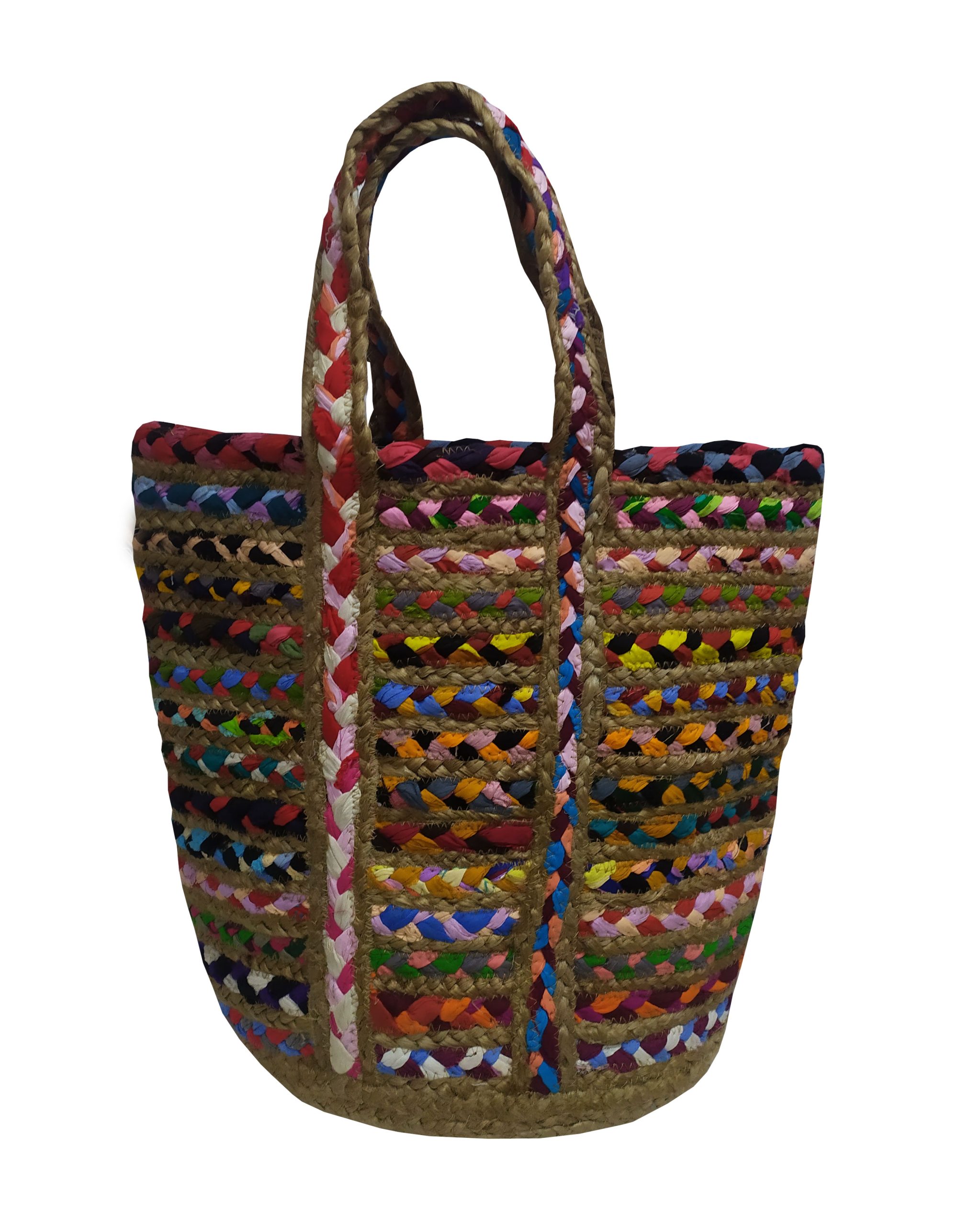 KOMVOS HOME Τσάντα Θαλάσσης Jute-Βαμβακερή Multicolor 40x50εκ. Design 1 Komvos Home 7012163-1 (Ύφασμα: 50%Cotton-50%Jute) - KOMVOS HOME - 7012163-1