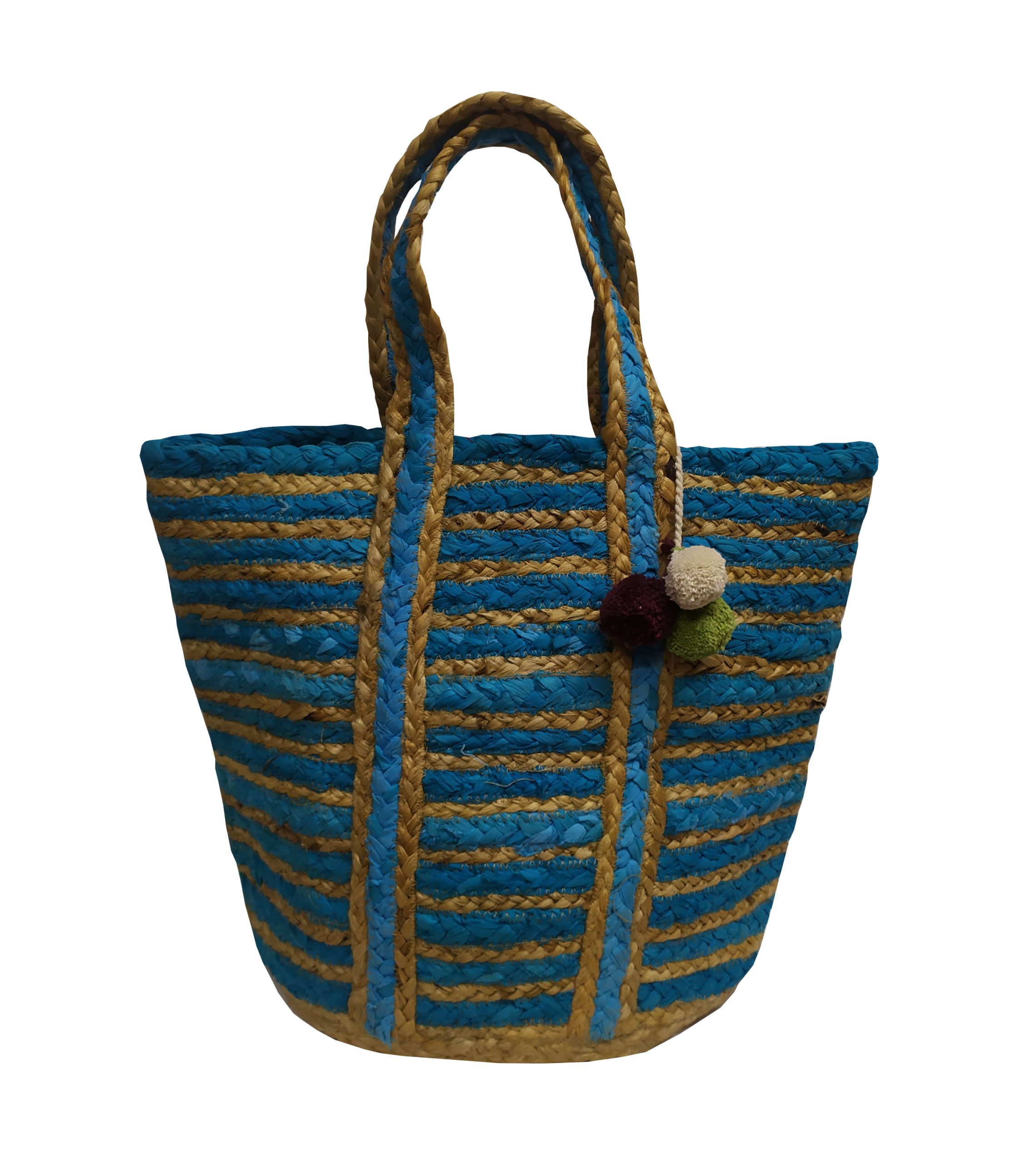 Τσάντα Θαλάσσης Jute-Βαμβακερή Natural-Blue 40×50εκ. Design 4 Komvos Home 7012194-1 (Χρώμα: Μπλε, Ύφασμα: 50%Cotton-50%Jute) – KOMVOS HOME – 7012194-1