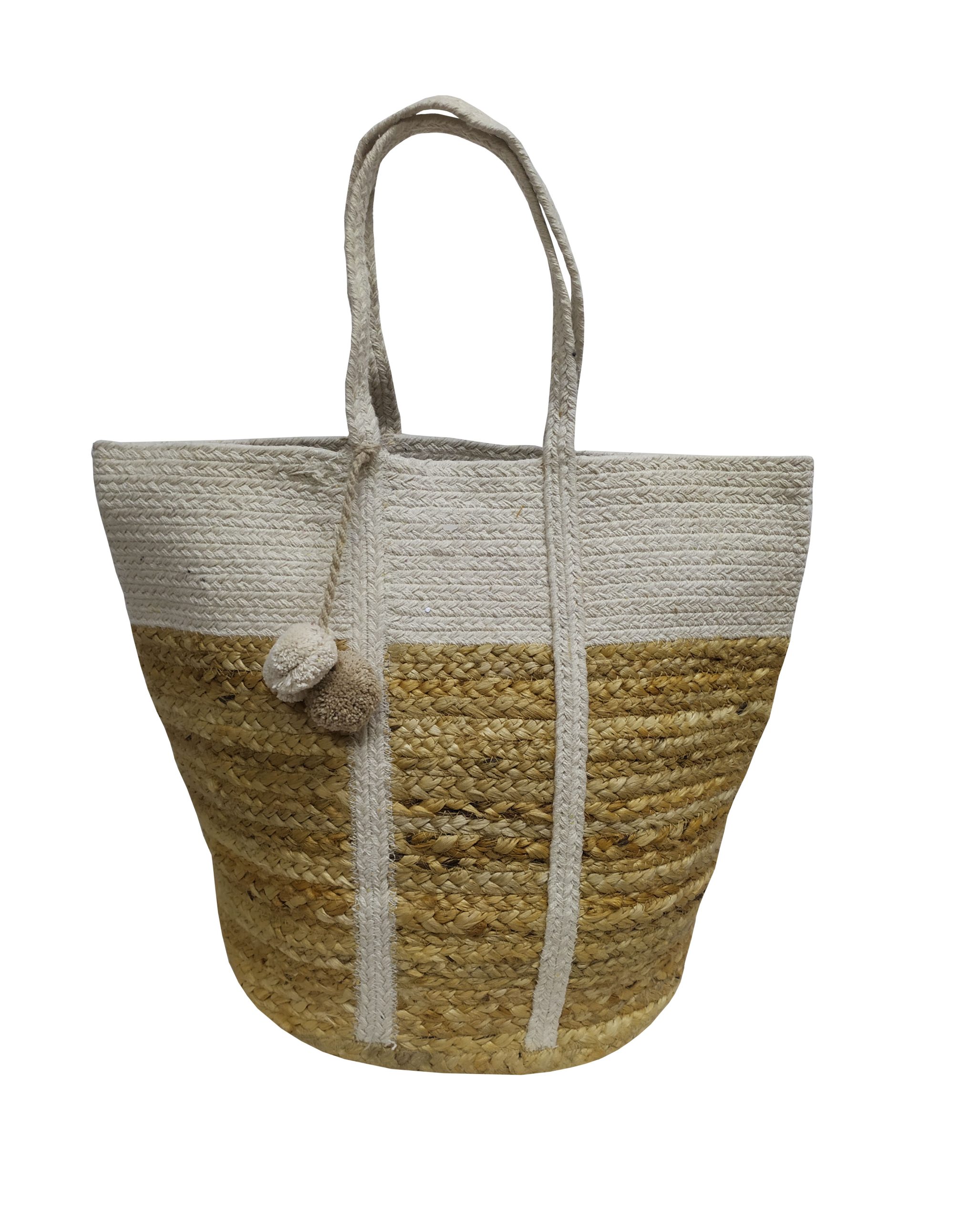 Τσάντα Θαλάσσης Jute Natural-Off White 40×50εκ. Design 10 Komvos Home 7012255-1 (Χρώμα: Λευκό, Ύφασμα: Jute (γιούτα)) – KOMVOS HOME – 7012255-1