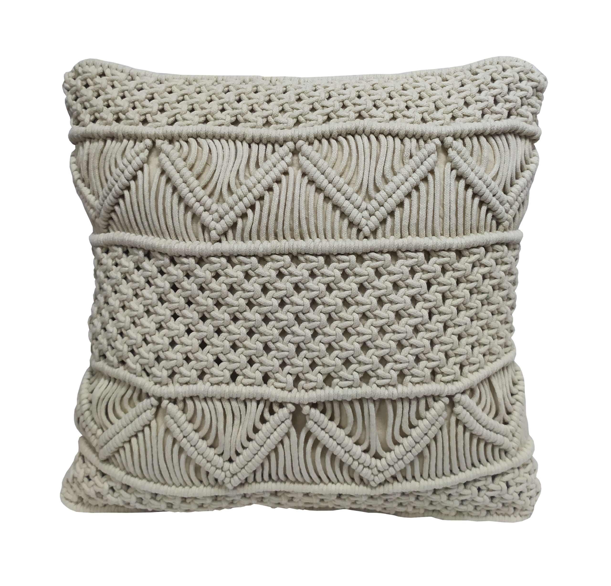 KOMVOS HOME Διακοσμητικό Μαξιλάρι Macrame Natural 40x40εκ. Komvos Home 7012262-1 (Ύφασμα: Βαμβάκι 100%, Χρώμα: Natural) - KOMVOS HOME - 7012262-1