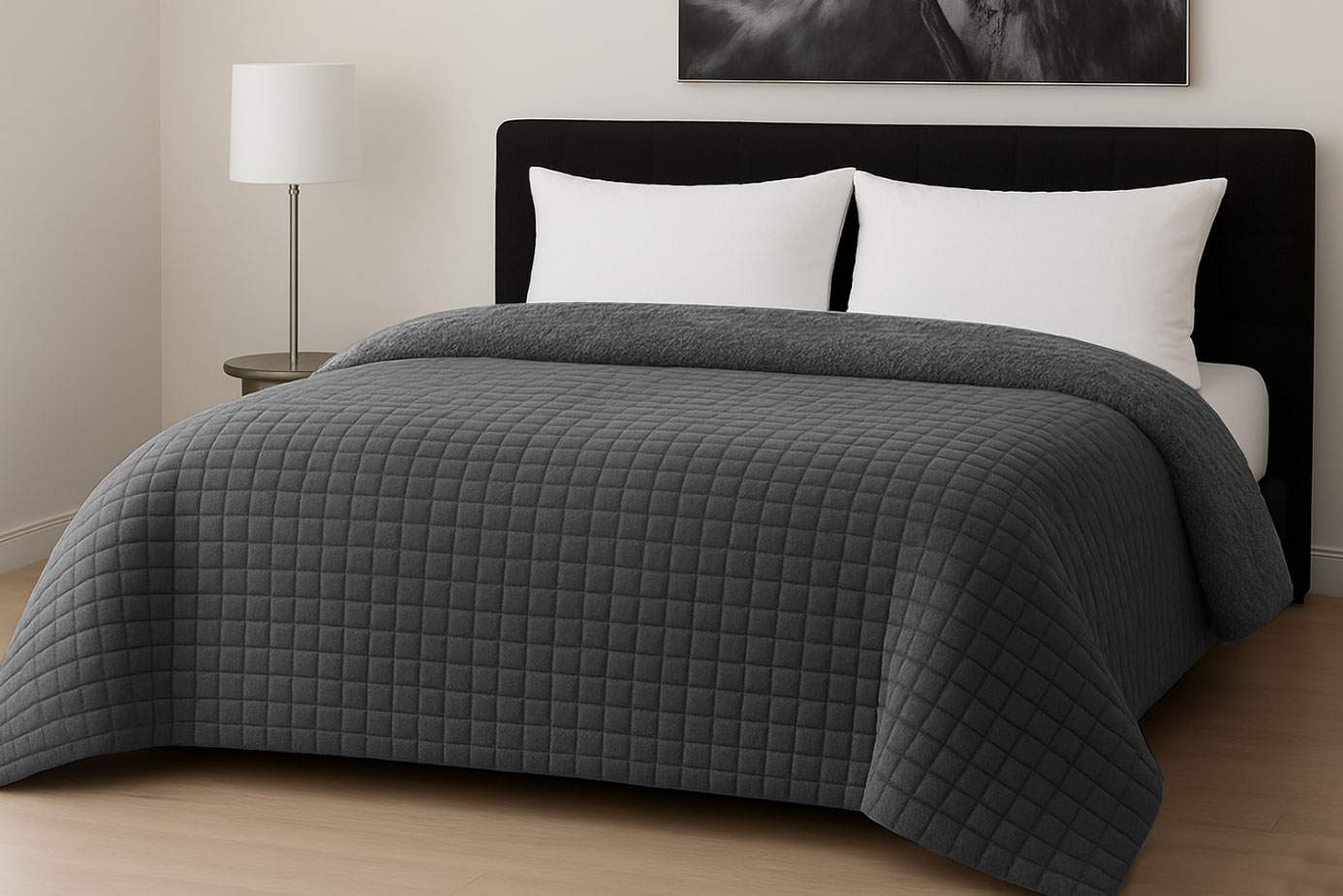 KOMVOS HOME Κουβερτοπάπλωμα Flannel Comfort Μονό 160x220εκ. Rib Cut Dark Grey Le Blanc 7001044-24 (Υλικό: Flannel 100%, Χρώμα: Γκρι) - KOMVOS HOME - 7001044-24