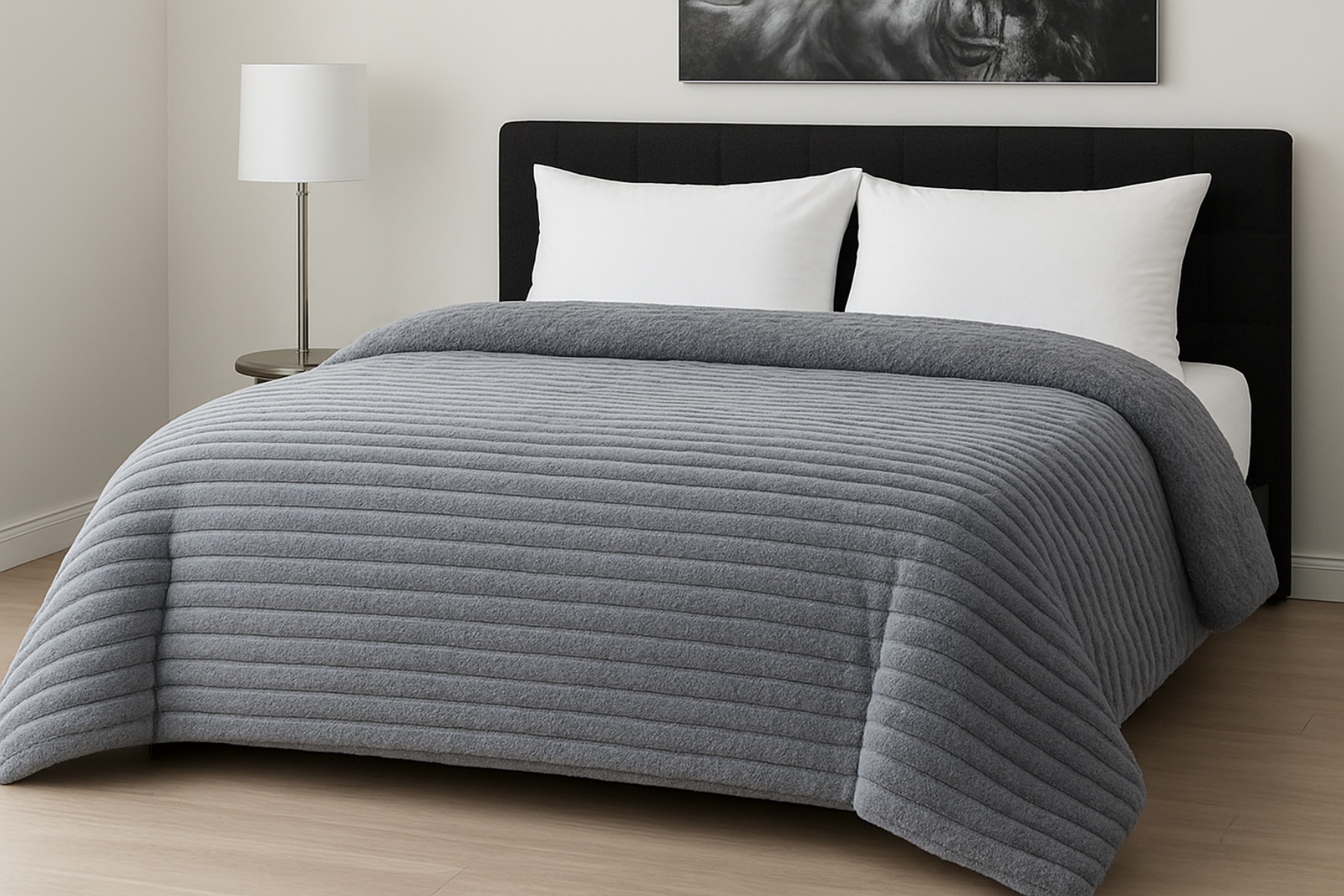 KOMVOS HOME Κουβερτοπάπλωμα Flannel Comfort Μονό 160x220εκ. Rib Light Grey Le Blanc 7001044-27 (Υλικό: Flannel 100%, Χρώμα: Γκρι) - KOMVOS HOME - 7001044-27