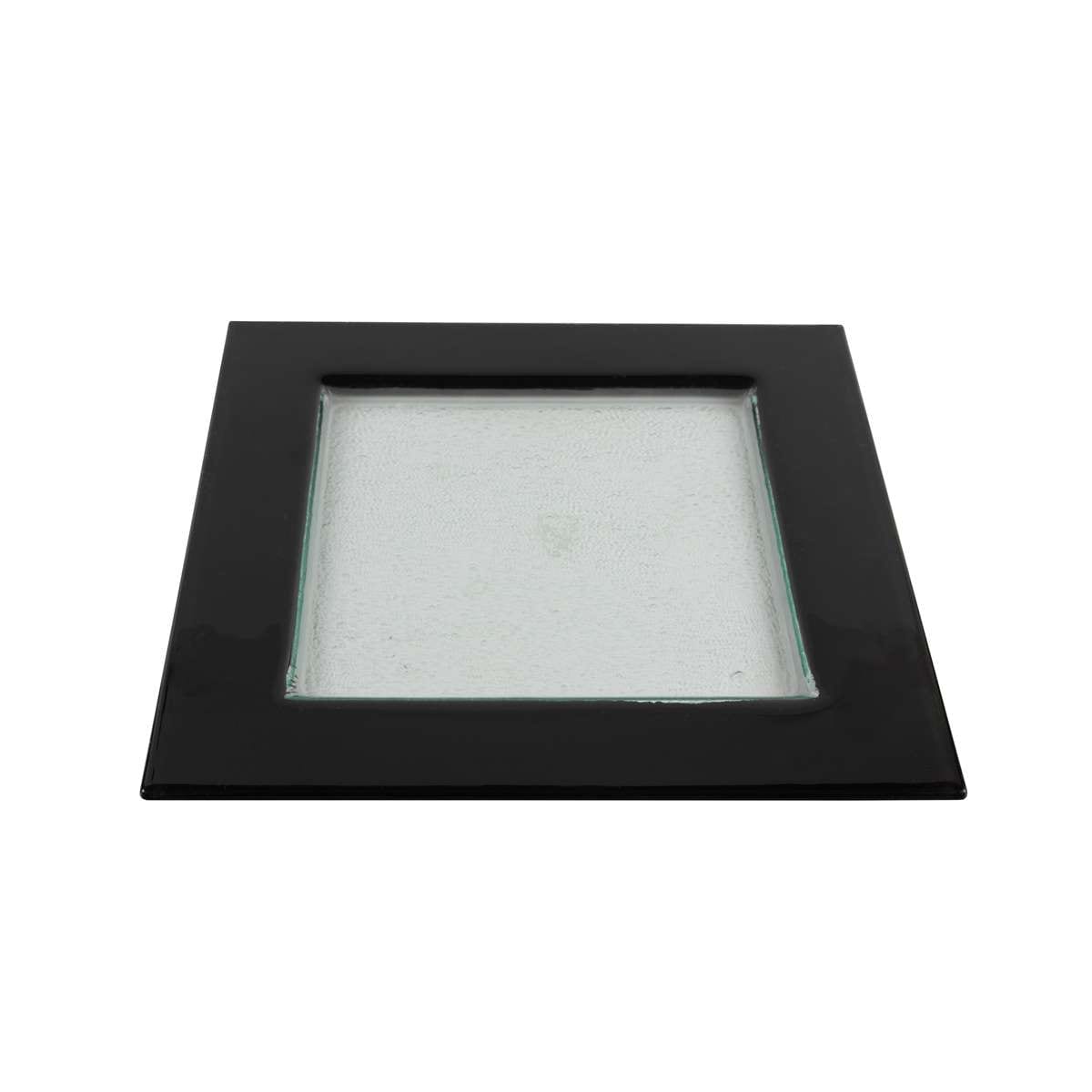 Πιατέλα Γυάλινη Διάφανη-Μαύρη Art Et Lumiere 31x31εκ. 02302 (Υλικό: Γυαλί, Χρώμα: Μαύρο) - Art Et Lumiere - lumiere_02302