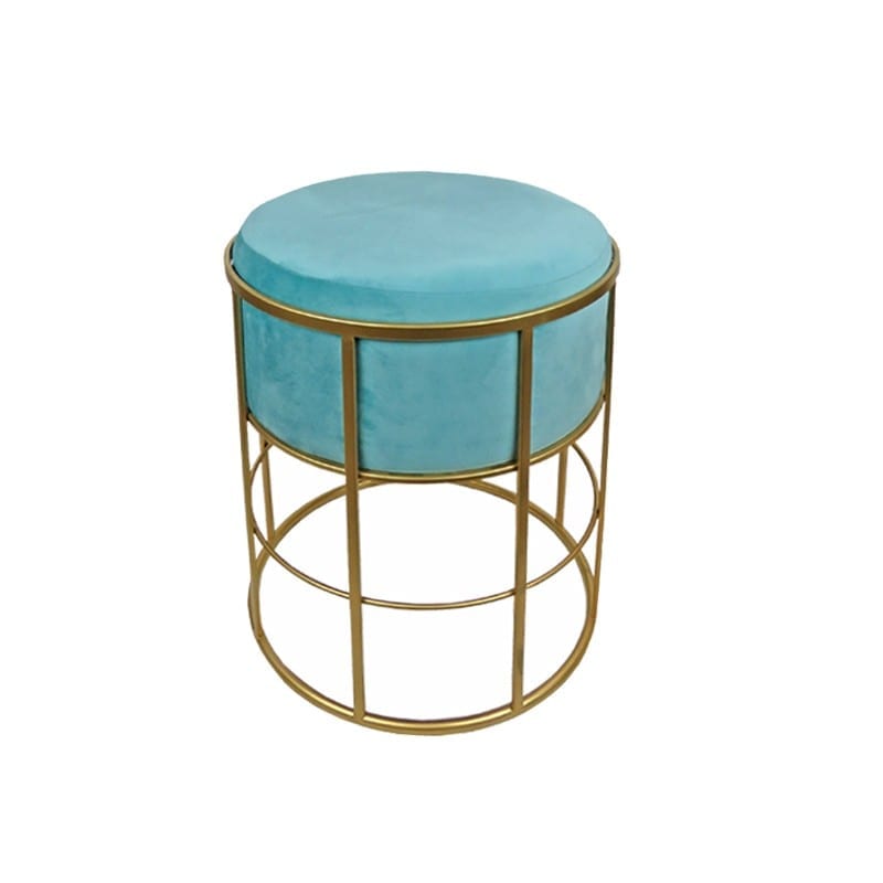 Art Et Lumiere Σκαμπώ Μεταλλικό-Βελούδινο Χρυσό-Γαλάζιο Art Et Lumiere 36x46εκ. 05788 (Υλικό: Μεταλλικό, Ύφασμα: Βελούδο, Χρώμα: Γαλάζιο ) - Art Et Lumiere - lumiere_05788