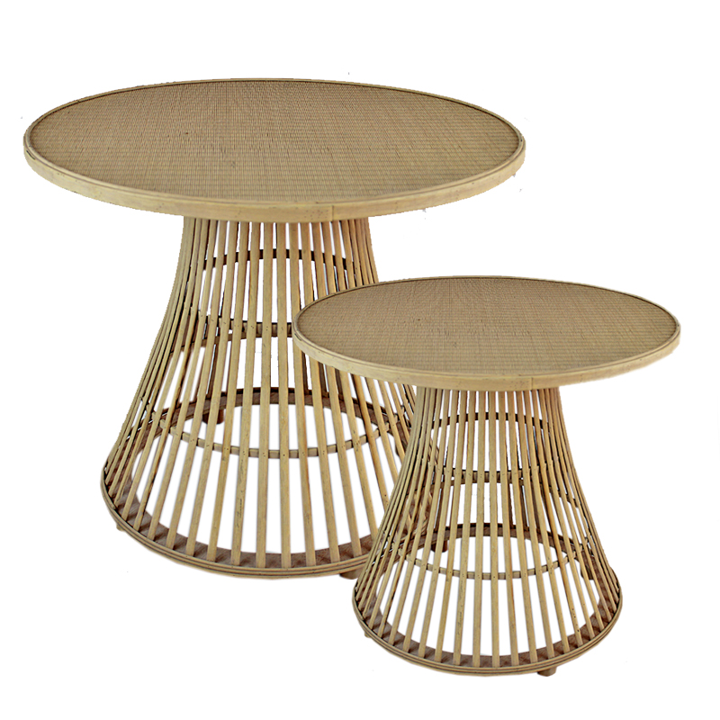 Art Et Lumiere Τραπεζάκι Bamboo Σετ 2τμχ Φυσικό Μπεζ Art Et Lumiere 62x62εκ. 14871 (Υλικό: Bamboo, Χρώμα: Μπεζ) - Art Et Lumiere - lumiere_14871