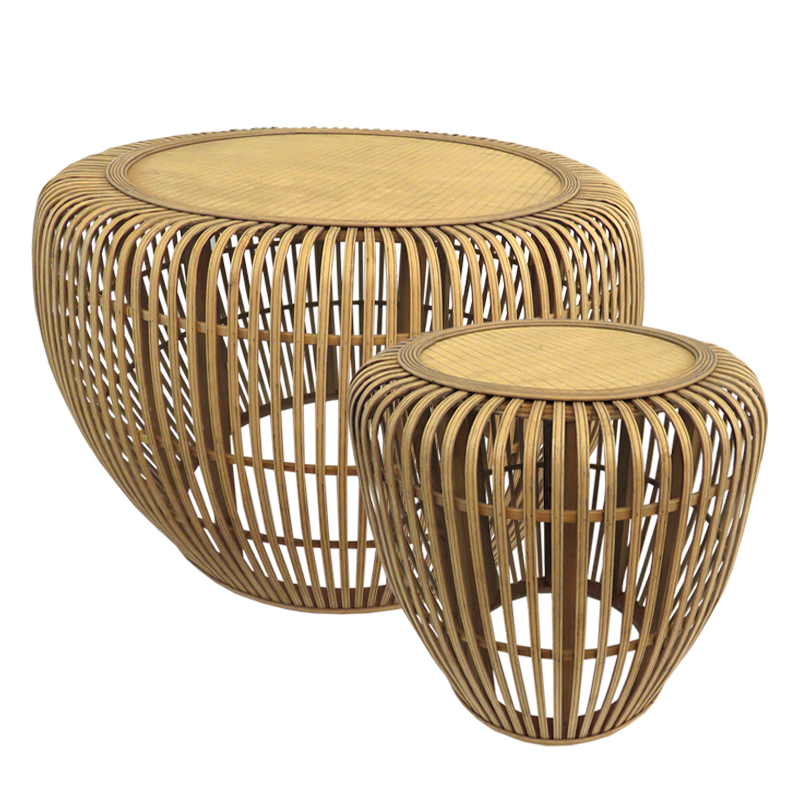 Art Et Lumiere Τραπεζάκι Bamboo Σετ 2τμχ Φυσικό Μπεζ Art Et Lumiere 75x46,5εκ. 14835 (Υλικό: Bamboo, Χρώμα: Μπεζ) - Art Et Lumiere - lumiere_14835