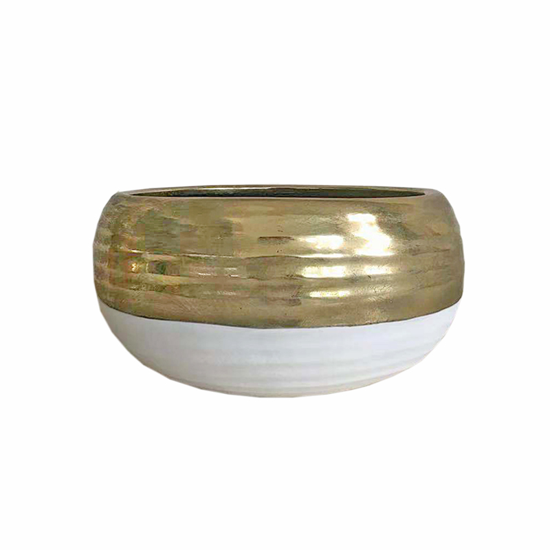 Διακοσμητικό Μπωλ Κεραμικό Χρυσό-Λευκό Art Et Lumiere 30×15,5εκ. 10579 (Υλικό: Κεραμικό, Χρώμα: Λευκό) – Art Et Lumiere – lumiere_10579