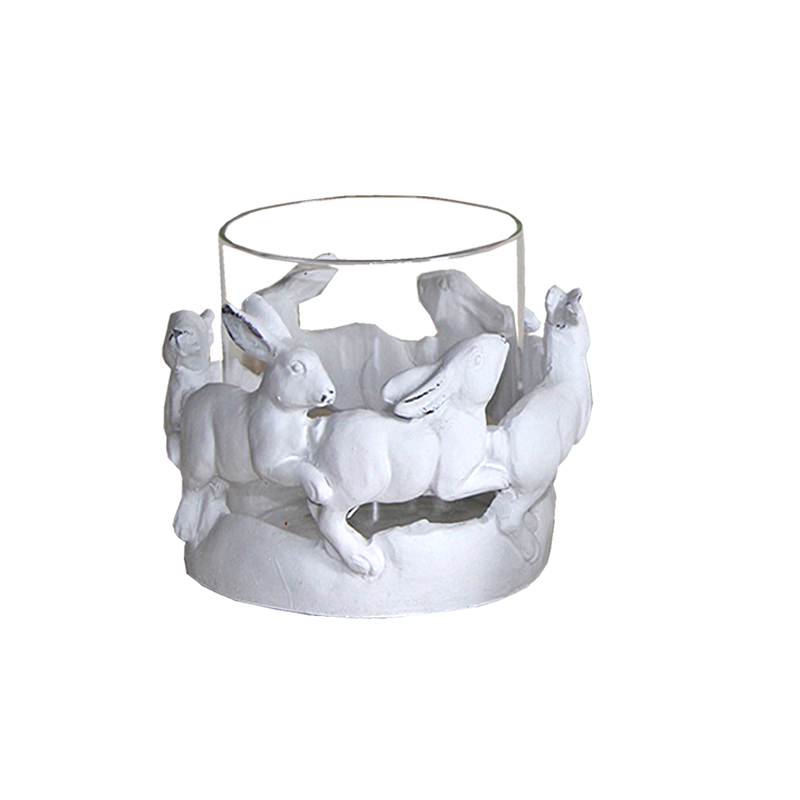 Κηροπήγιο Κεραμικό Λαγός Λευκό Art Et Lumiere 16,5x13,5εκ. 10611 (Υλικό: Κεραμικό, Χρώμα: Λευκό) - Art Et Lumiere - lumiere_10611