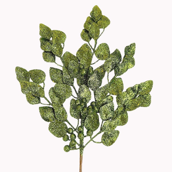 Art Et Lumiere Κλαδί Πράσινα Φύλλα Glitter 60εκ. Art Et Lumiere 20254 (Σετ 6 Τεμάχια) (Χρώμα: Πράσινο ) - Art Et Lumiere - lumiere_20254