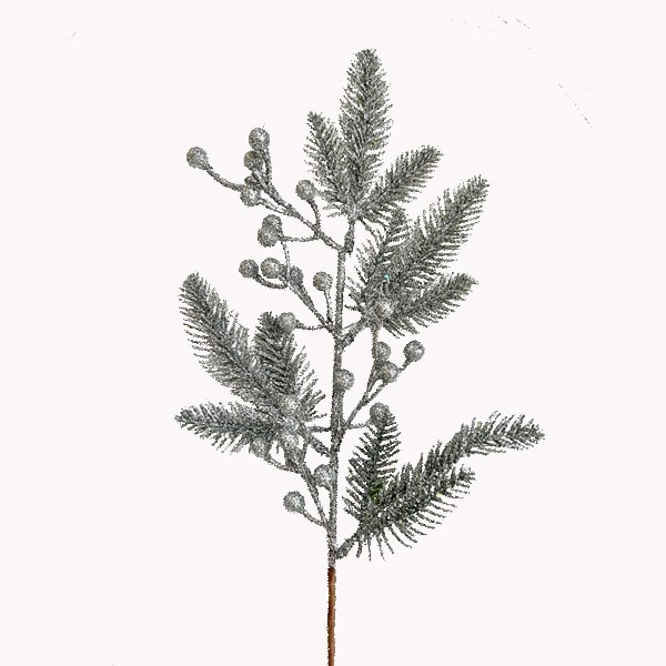 Art Et Lumiere Κλαδί Ασημί Glitter 55εκ. Art Et Lumiere 20256 (Σετ 6 Τεμάχια) (Χρώμα: Ασημί ) - Art Et Lumiere - lumiere_20256