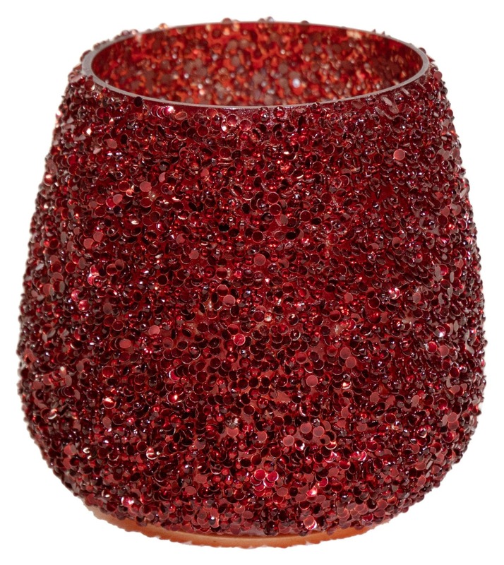 Κηροπήγιο Γυάλινο 9,5x9εκ. Strass Red Art Et Lumiere 30