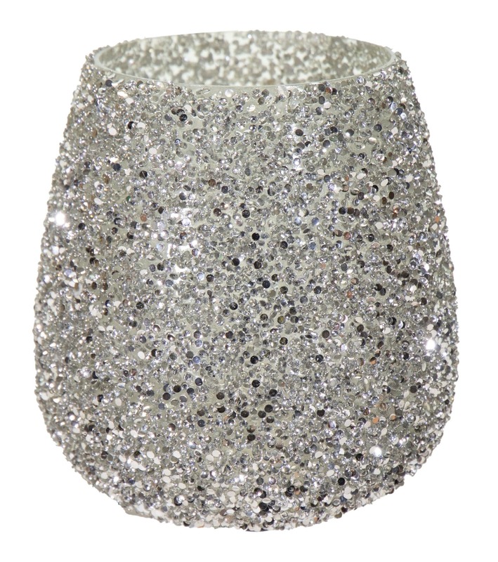 Διακοσμητικά Επιτραπέζια 24home - ΣΗΜΑΝΤΙΚΟ: Σε περίπτωση διαφοράς τιμής από το κατάστημα ισχύει παντα και μόνο η τιμή του καταστήματος Κηροπήγιο Γυάλινο 9,5x9εκ. Strass Silver Art Et Lumiere